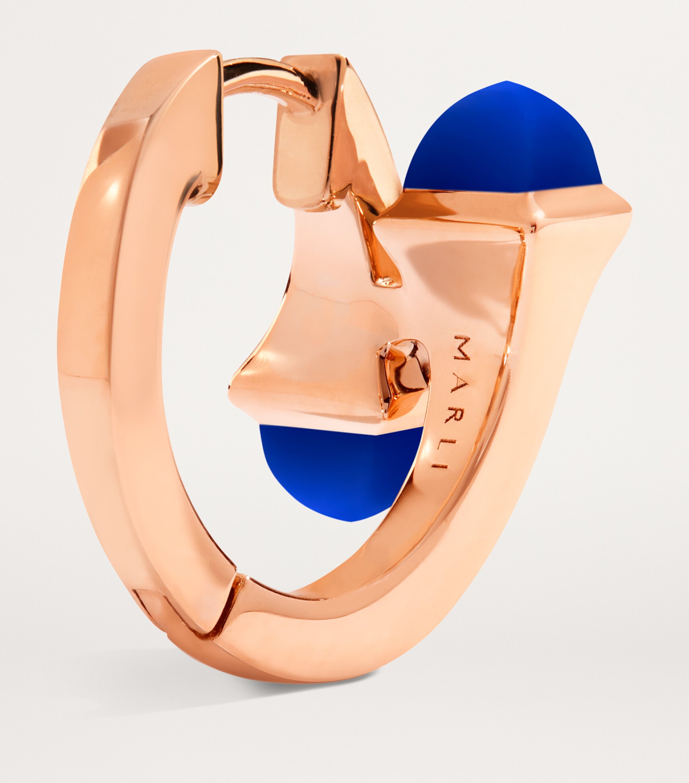 MARLI New York Rose Gold, Diamond and Lapis Lazuli Cleo Huggie Earrings Rose Gold Image 3