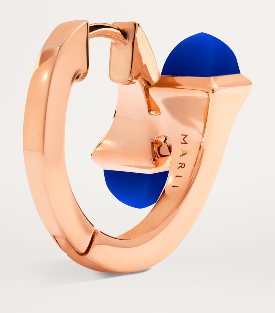 MARLI New York Rose Gold, Diamond and Lapis Lazuli Cleo Huggie Earrings Rose Gold Image 3