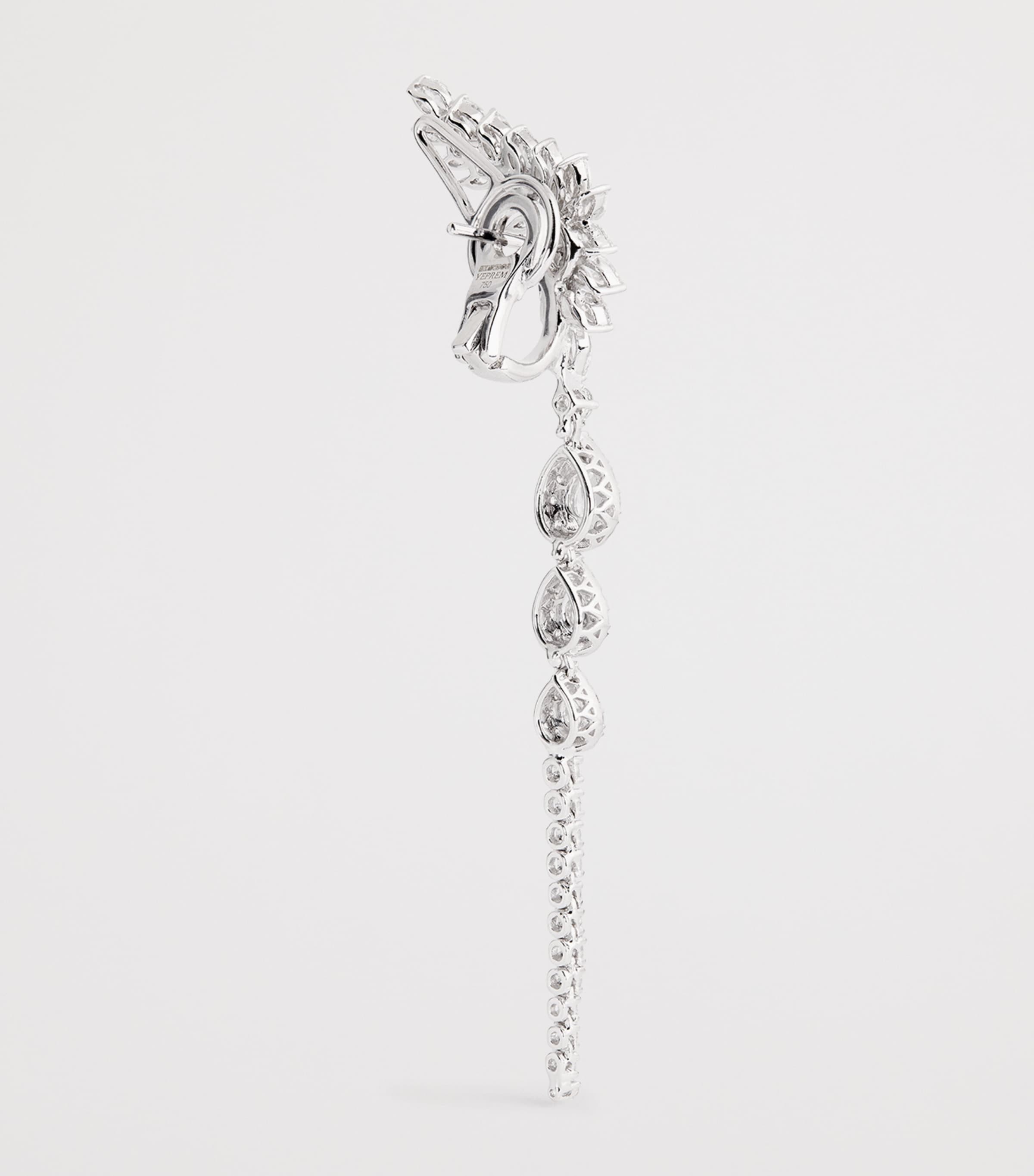 White Gold and Diamond Pearlescent Drop Earrings WHITE GOLD Image 4