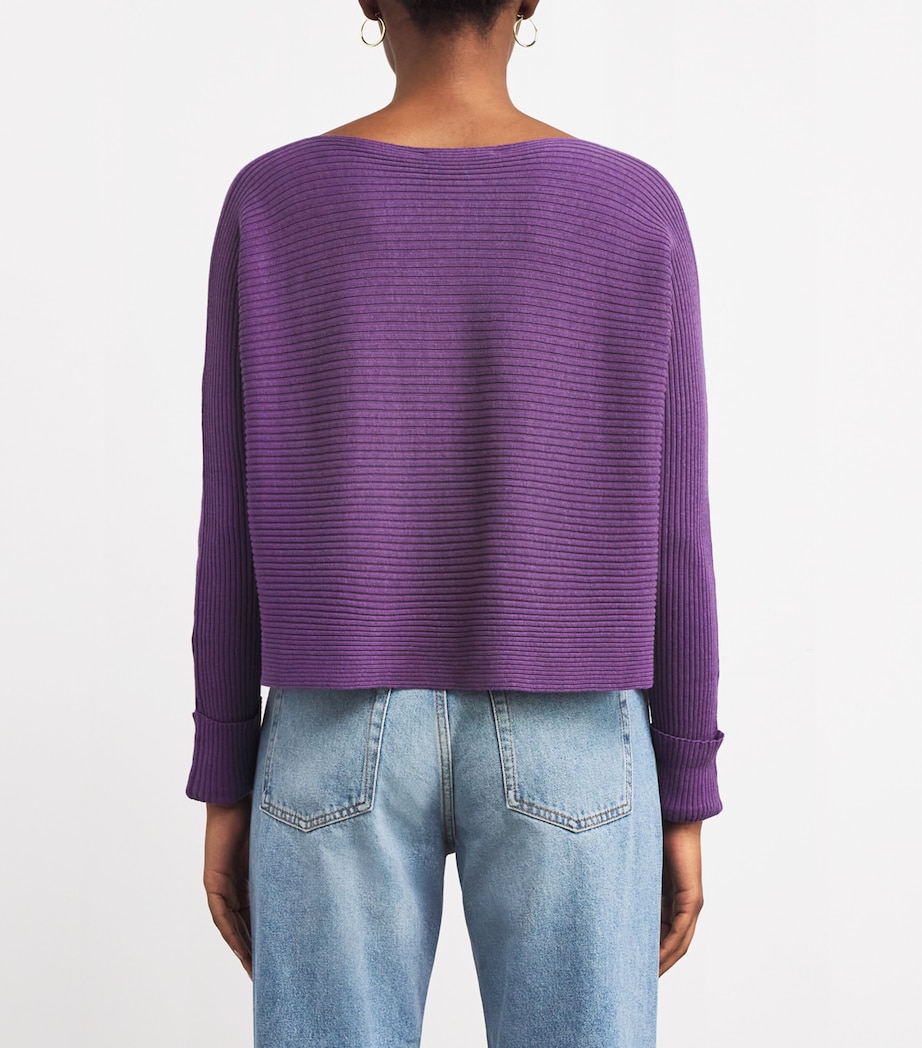 Cotton-Blend Boat-Neck Sweater PURPLE Image 4