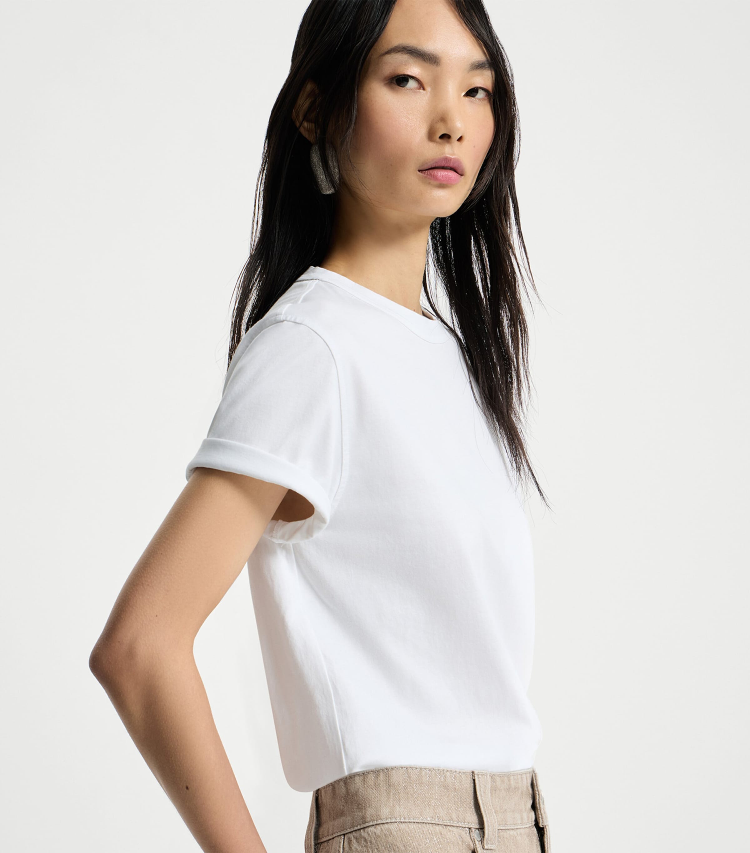 Brunello Cucinelli Womens Cotton Crew-Neck T-Shirt Image 4