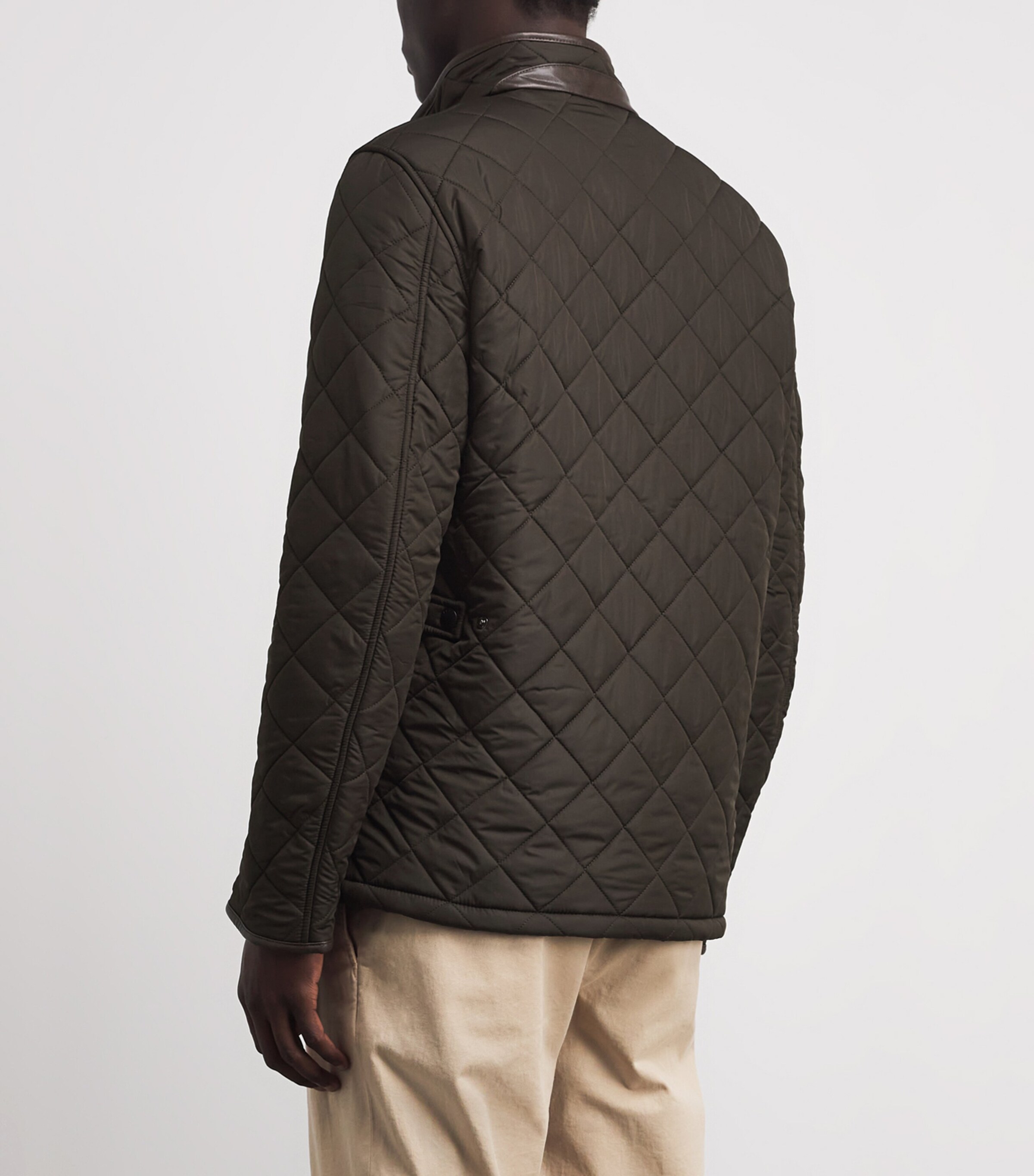 Barbour Mens Quilted Powell Jacket Olive Image 11