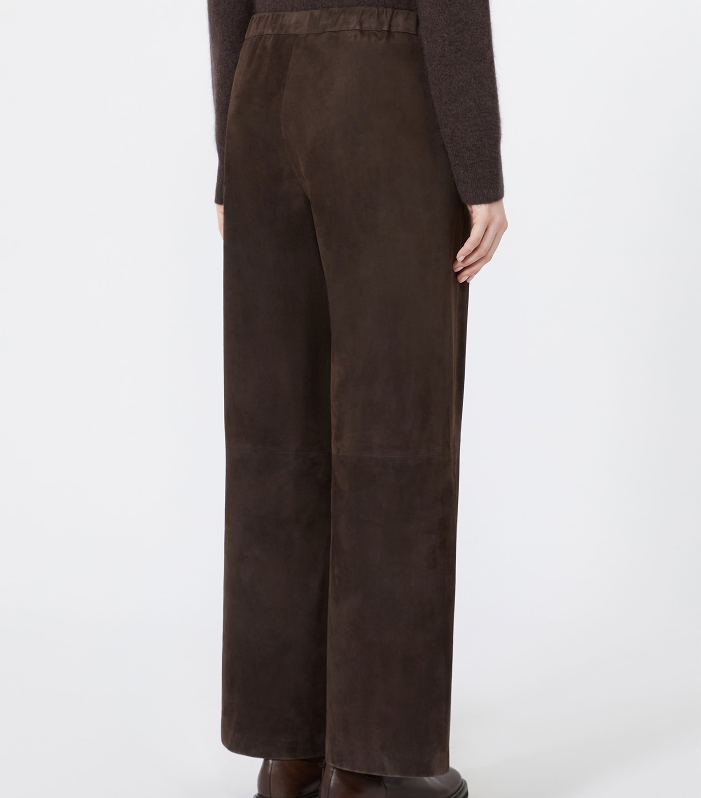 Max Mara Womens Suede Drawstring Trousers Brown Image 3