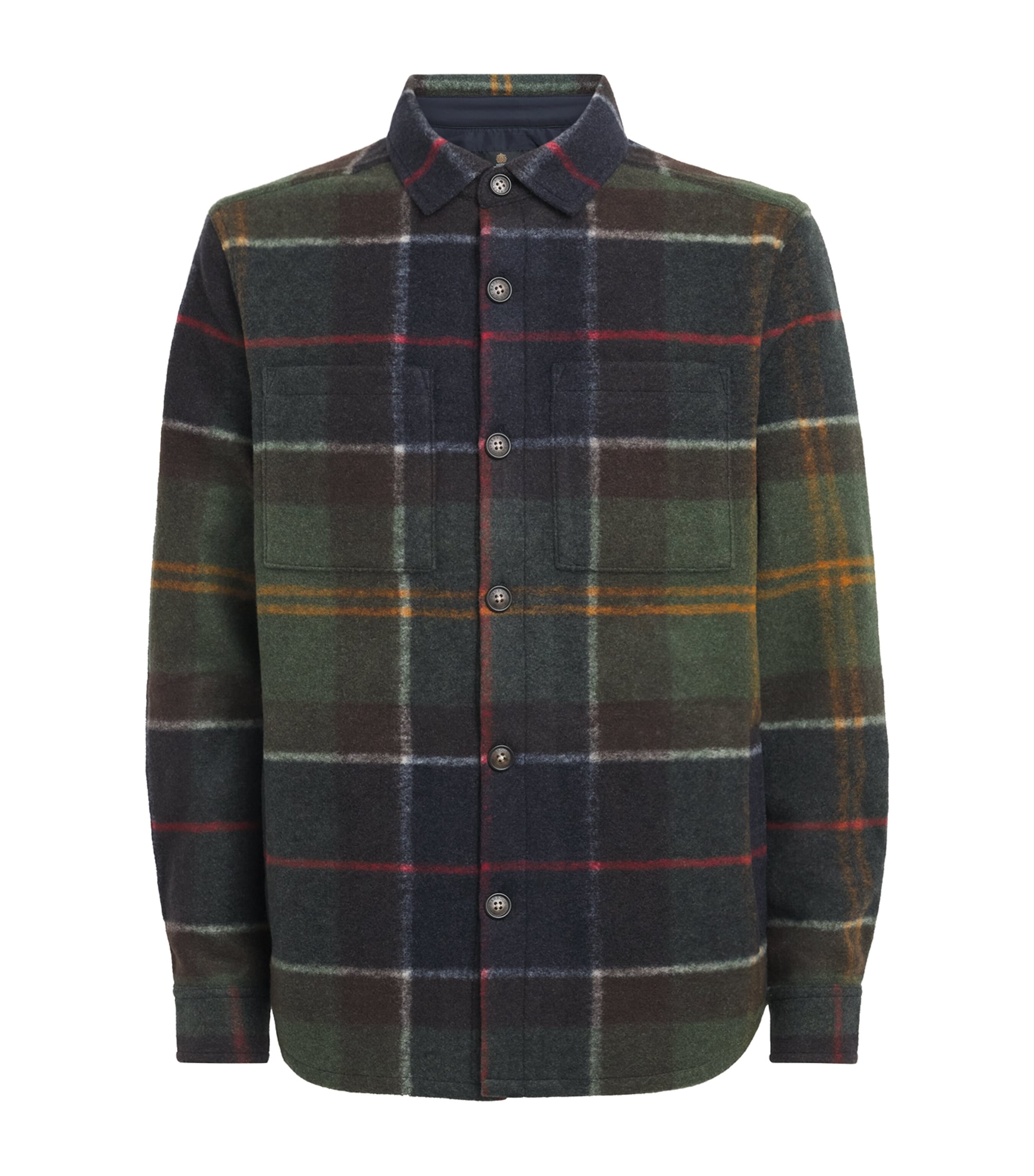 Barbour Mens Brushed Woodlane Check Overshirt Classic Tartan Image 1