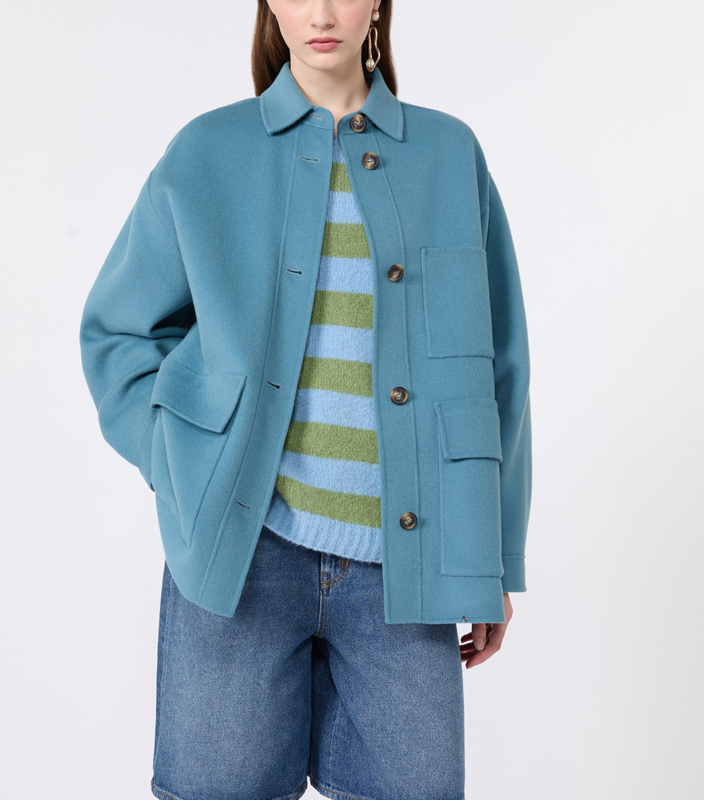 Weekend Max Mara Wool-blend Short Coat In Turquoise