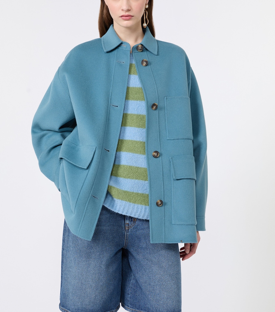 Weekend Max Mara Womens Wool-Blend Short Coat Light Blue Image 5