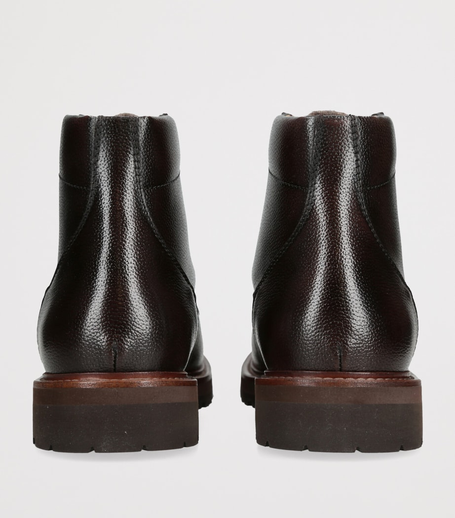 Leather Lace-Up Hiking Boots DARK BROWN Image 2