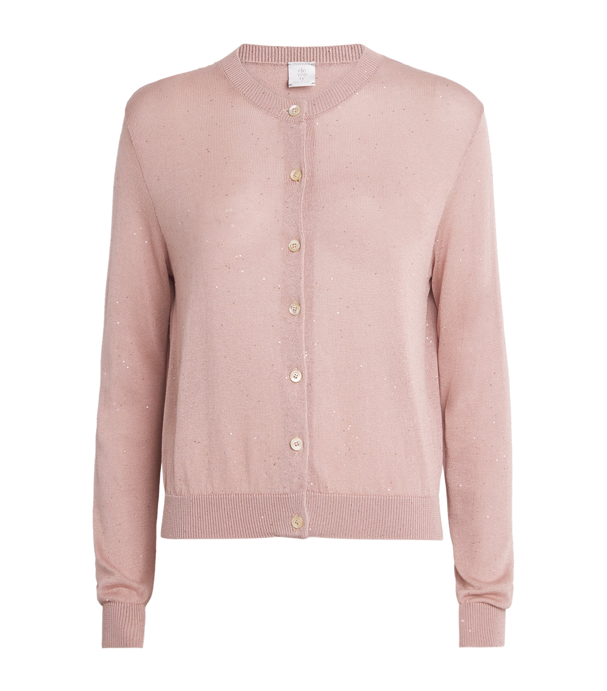Eleventy Silk-blend Sequin-embellished Cardigan In Pink