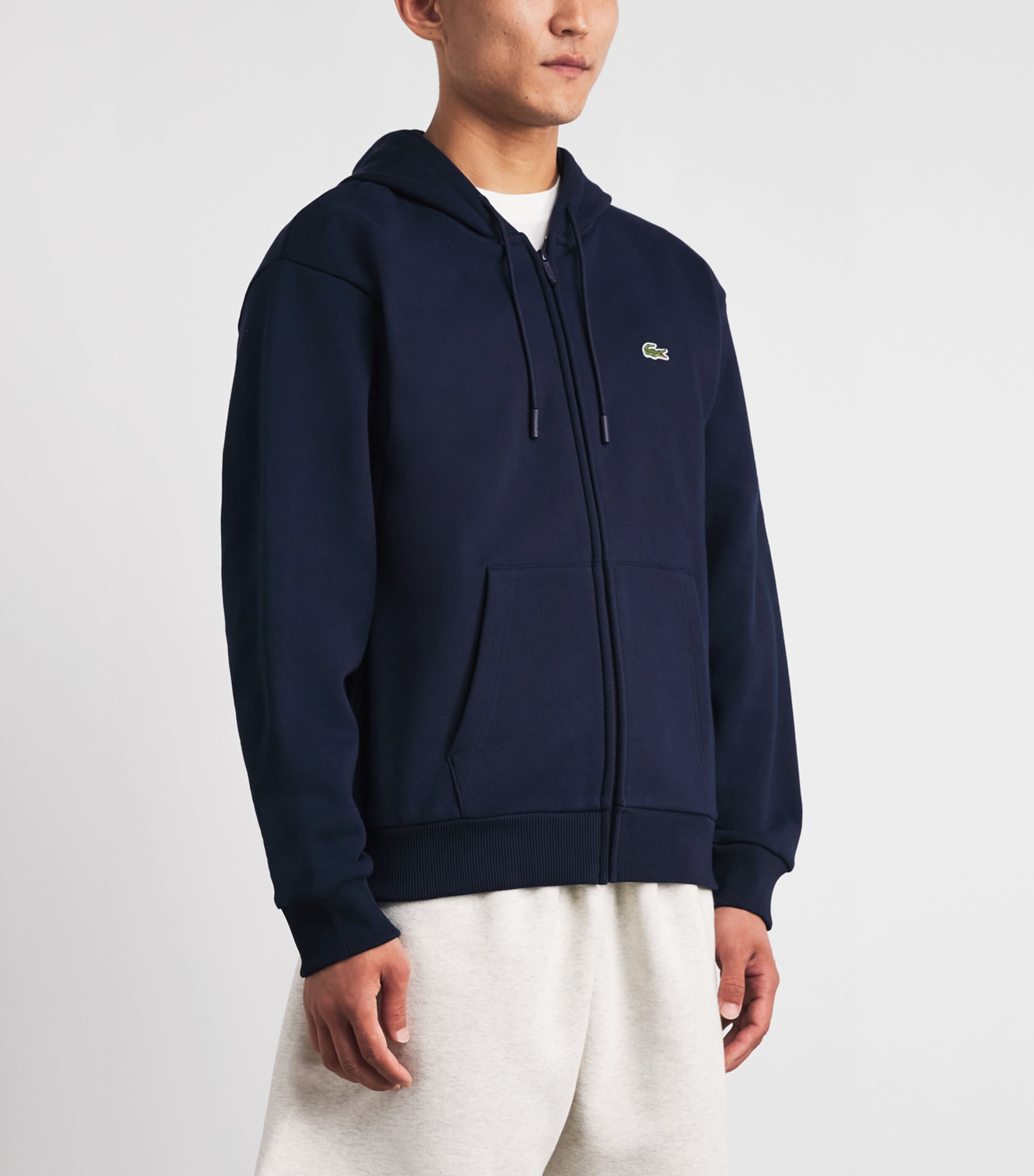 Lacoste Mens Fleece Zip-Up Hoodie Navy Blue Image 4