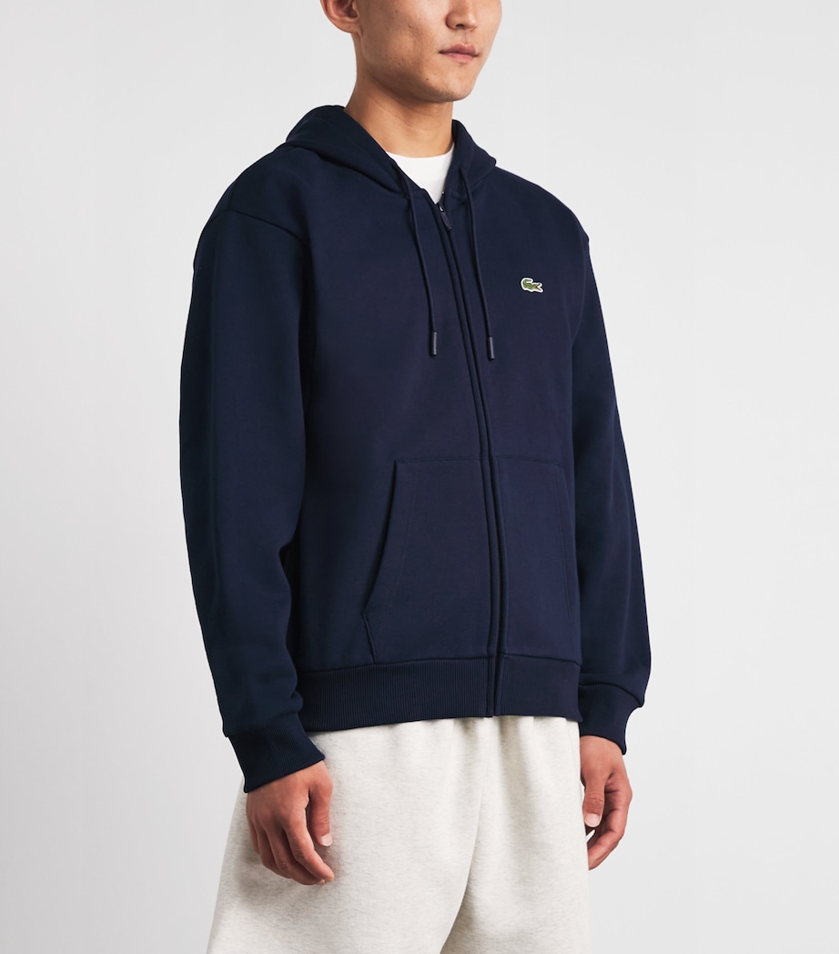 Lacoste Mens Fleece Zip-Up Hoodie Navy Blue Image 4