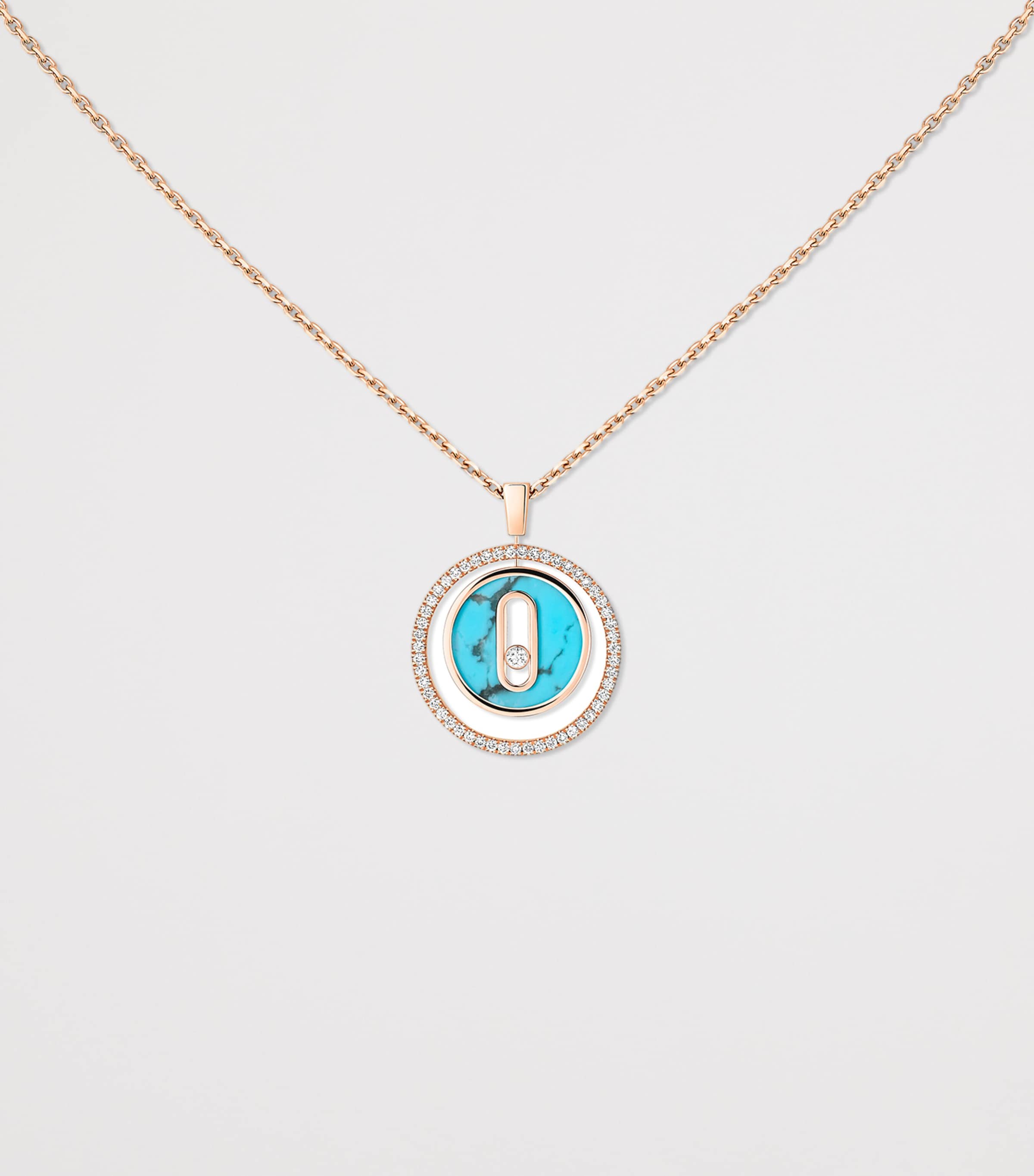 Messika Lucky Move Pink Gold, Diamond and Turquoise Necklace (0.18ct) Pink Gold Image 3