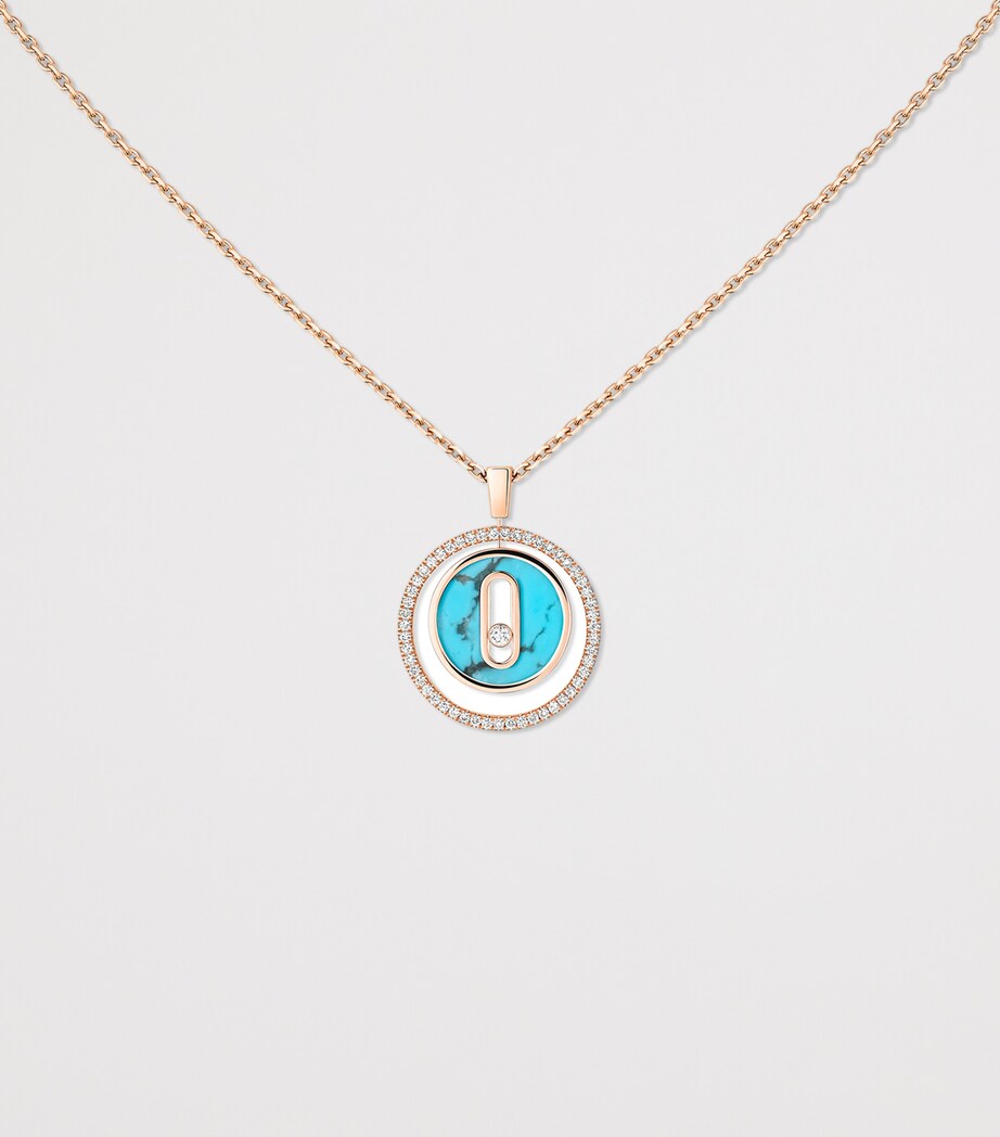 Messika Lucky Move Pink Gold, Diamond and Turquoise Necklace (0.18ct) Pink Gold Image 3