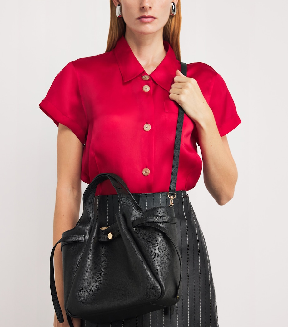 Small Leather Romy Tote Bag BLACK 001 Image 5