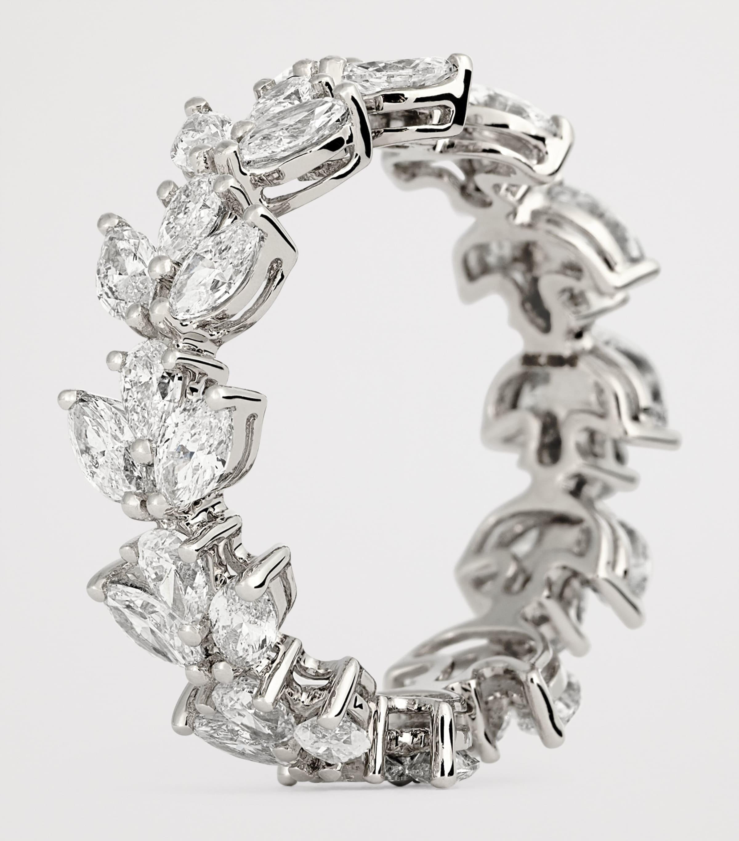 White Gold and Diamond Lotus Ring WHITE GOLD Image 6