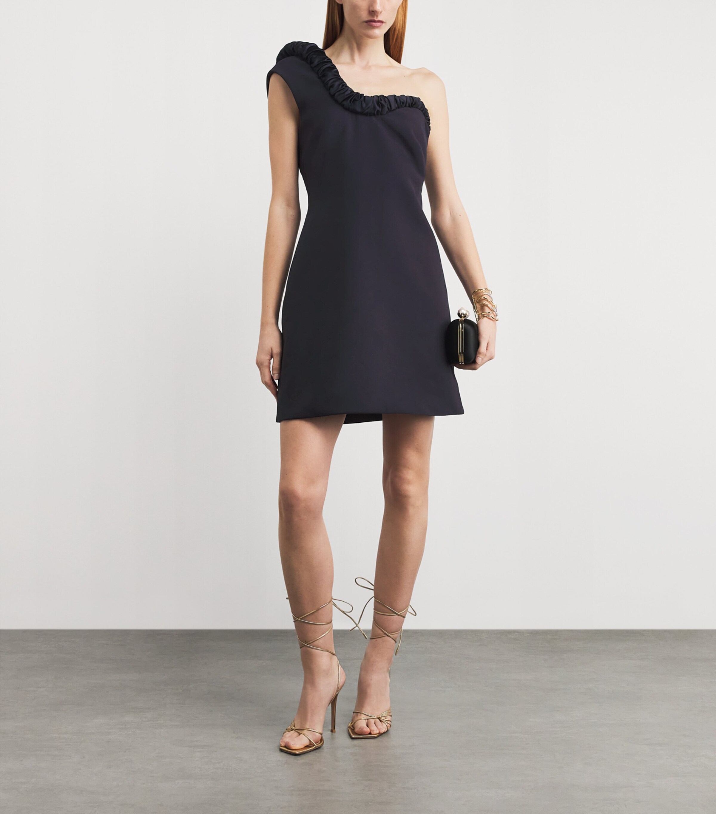Safiyaa Womens Crepe Ruffled Kira Mini Dress Midnight Navy Image 2