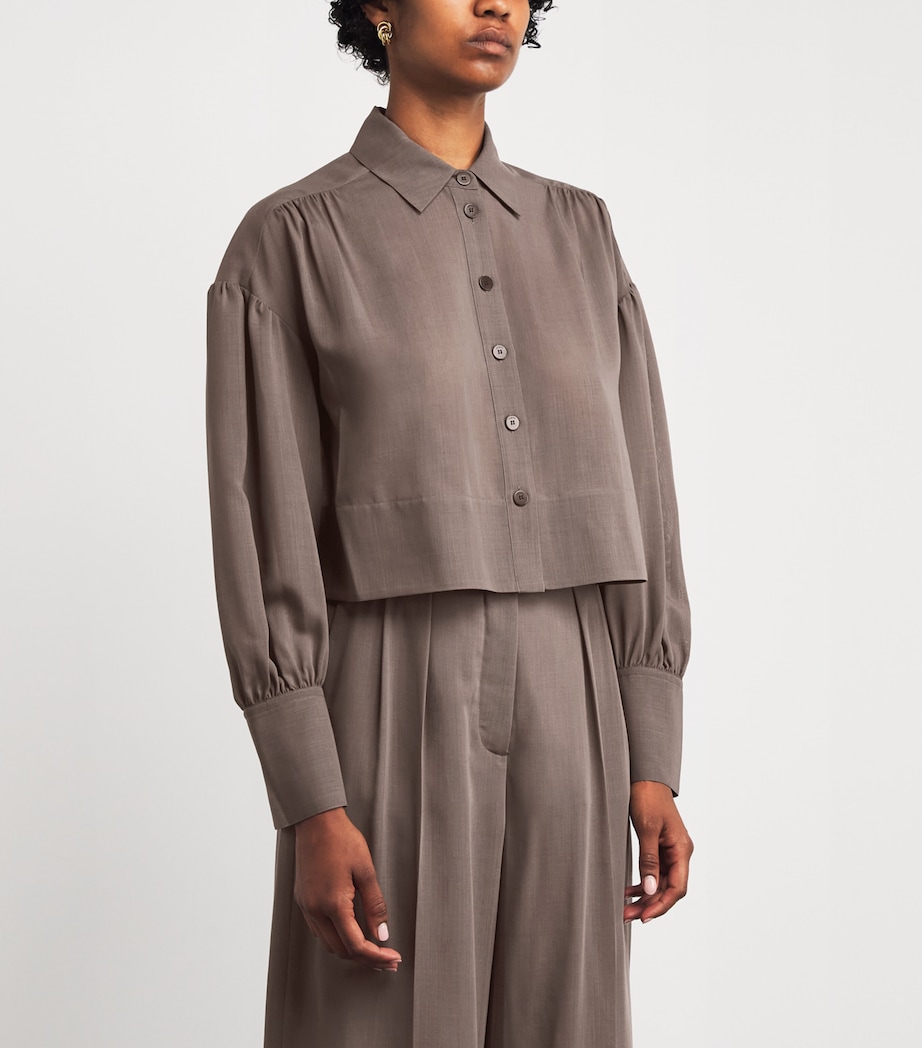 Wool-Blend Voile Anais Blouse MUSHROOM Image 3