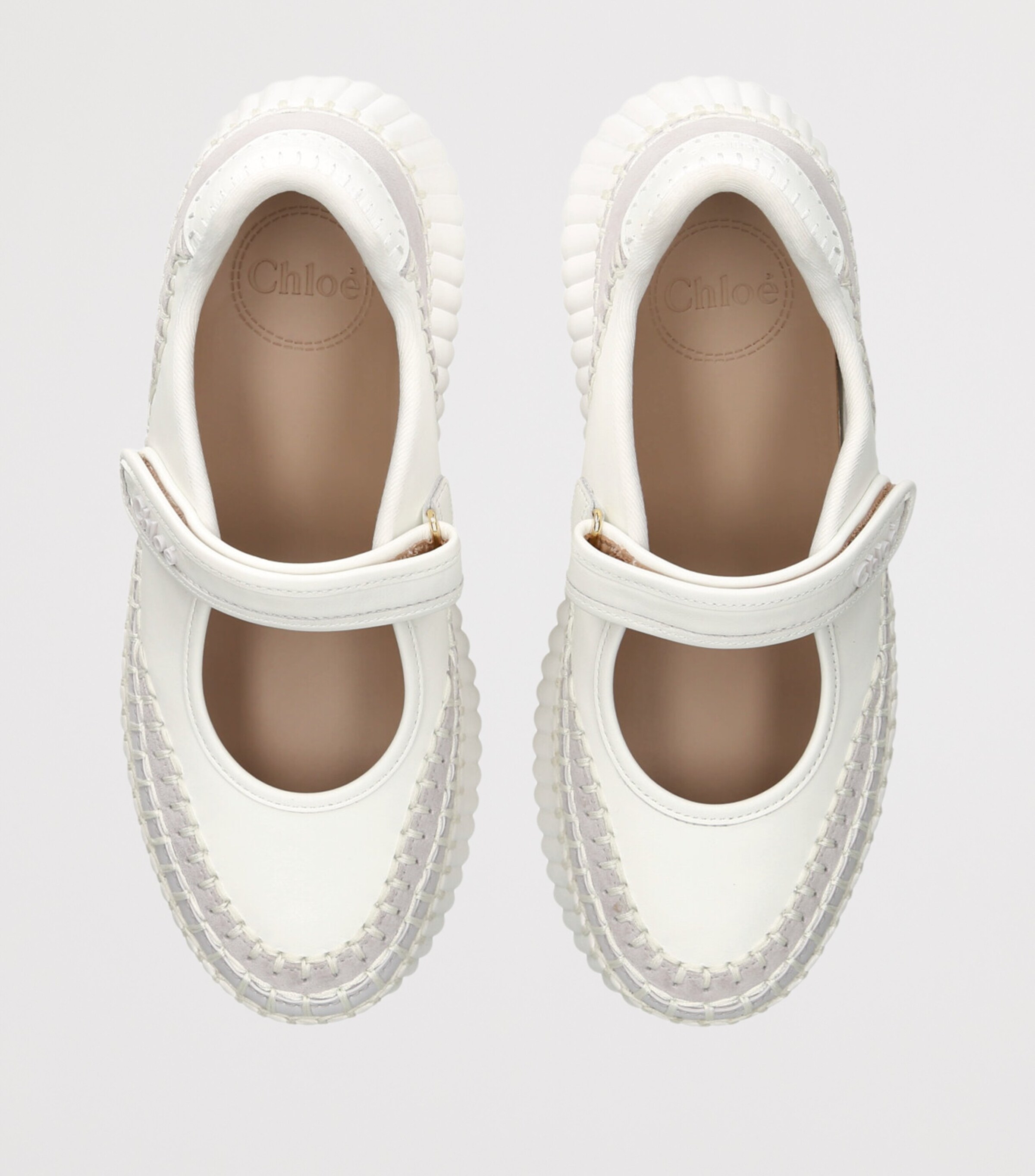 Chloé White Leather Nama Platform Ballerina Flats 80 | Harrods US