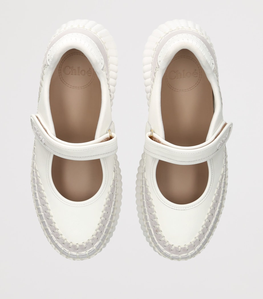 Chloé Leather Nama Platform Ballerina Flats 80 White Image 4
