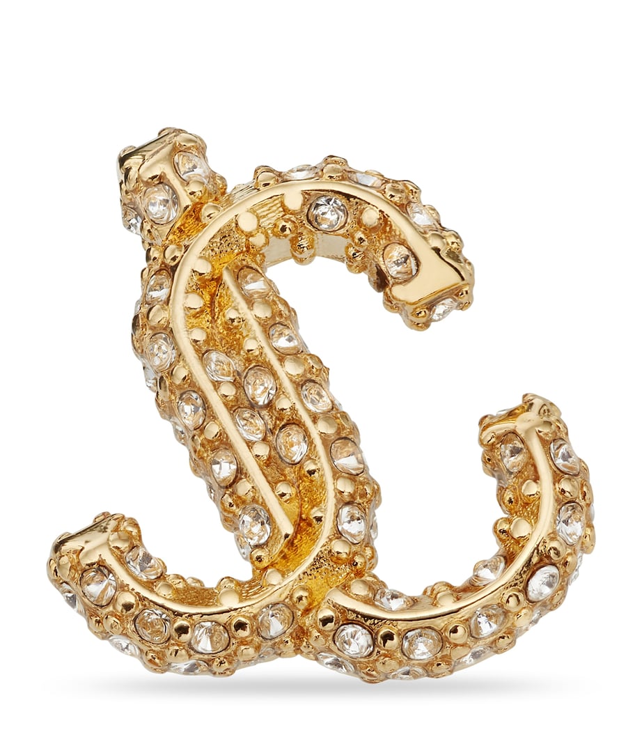 Crystal-Embellished JC Stud Earrings GOLD Image 2