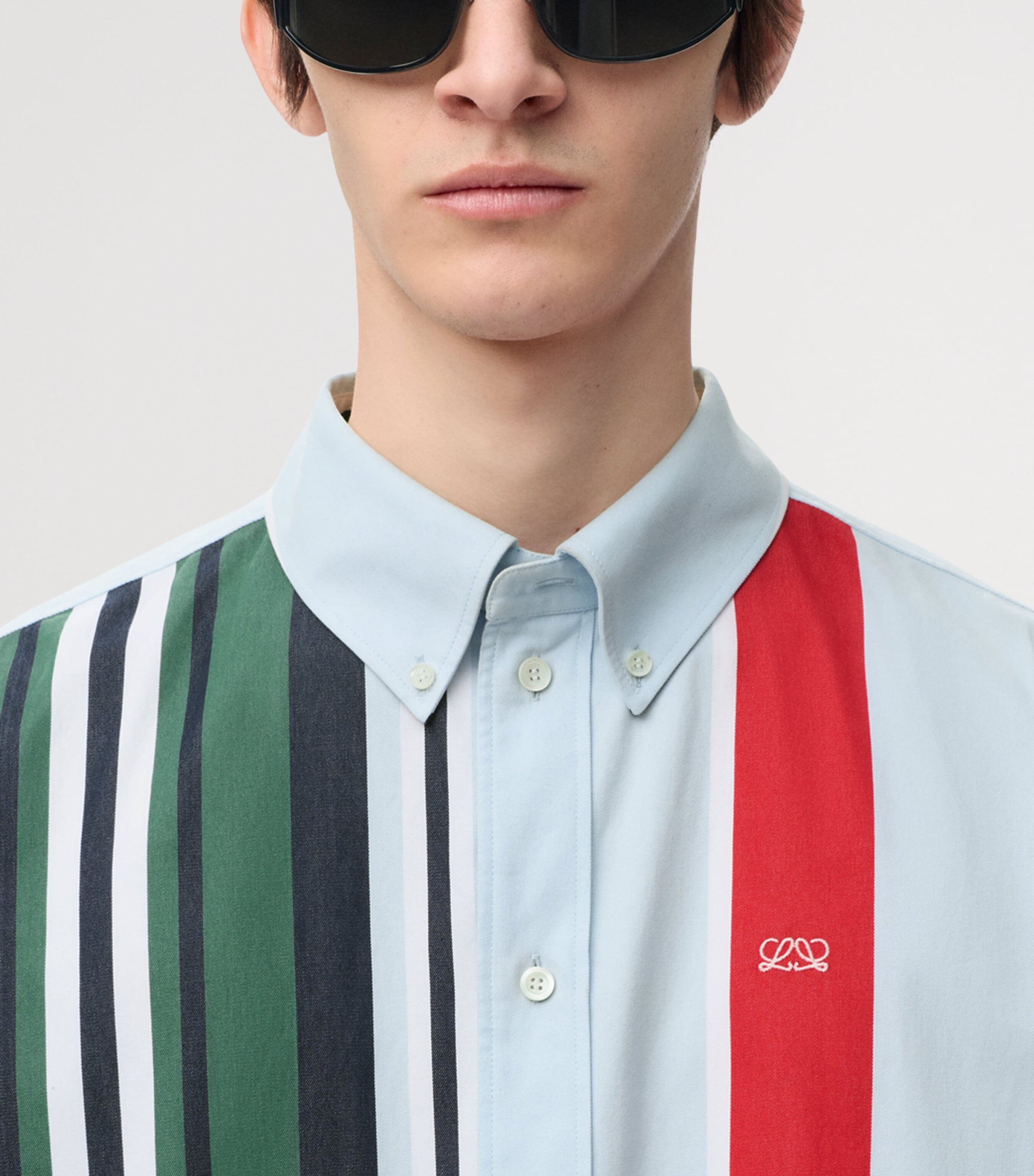 LOEWE Mens Stripe Print Shirt Blue/multicolor Image 5