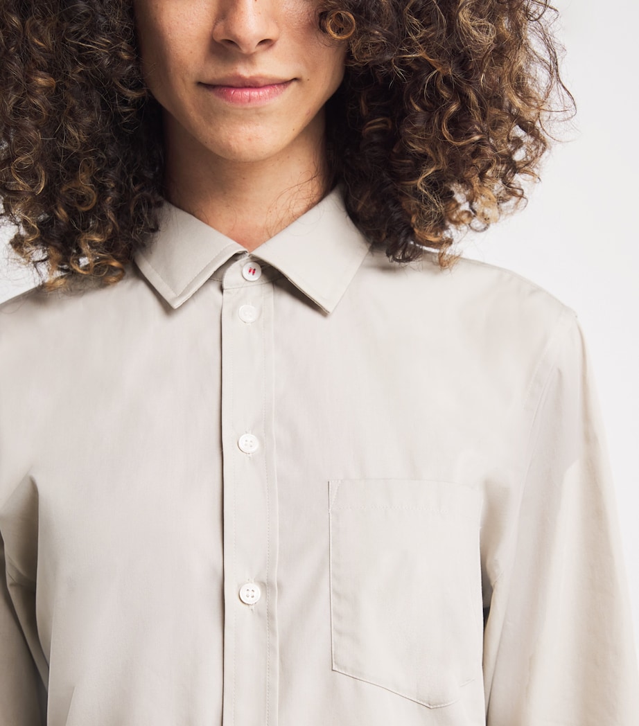 Cotton Tab-Detail Shirt 9474 PUMICE Image 6