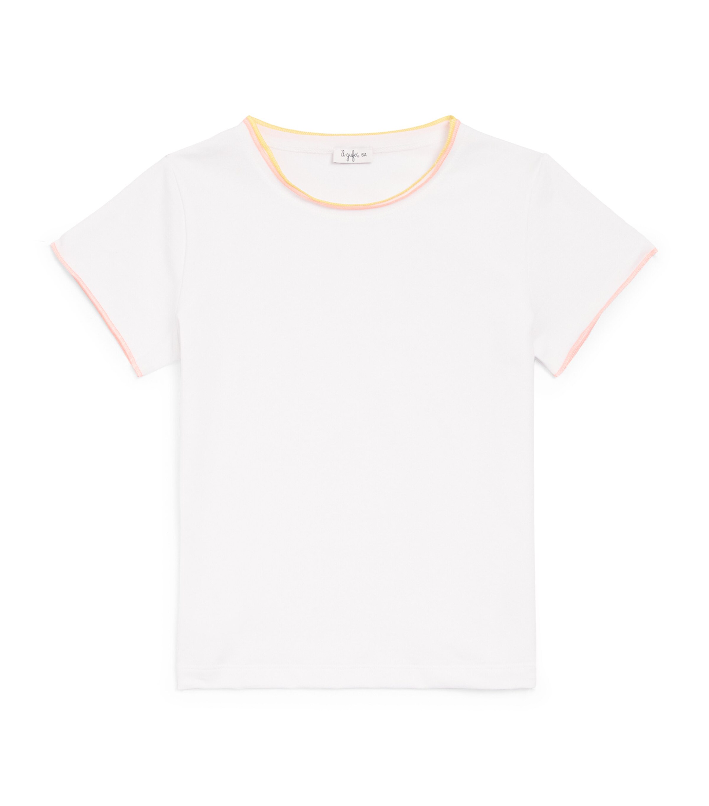 Il Gufo Stretch-Cotton Contrast Hem T-Shirt (3-12 Years) White/apricot Image 1