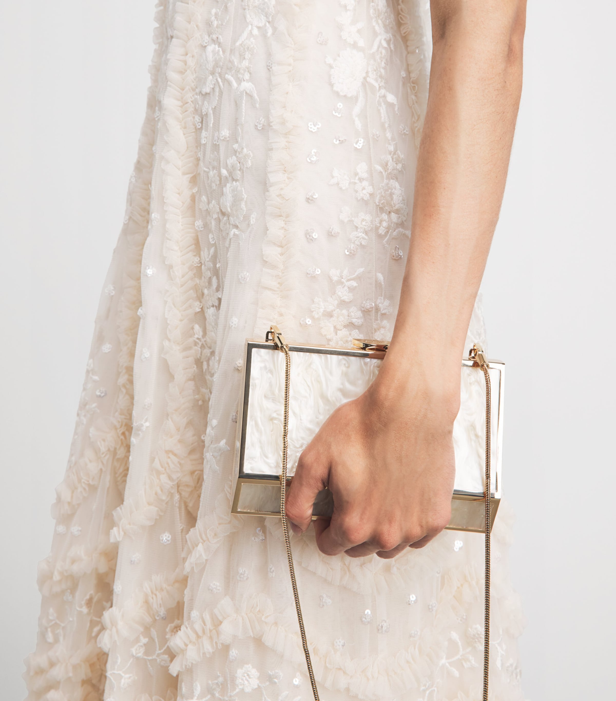 Needle & Thread Womens Embroidered Tulle Gianna Maxi Dress Cream Image 5