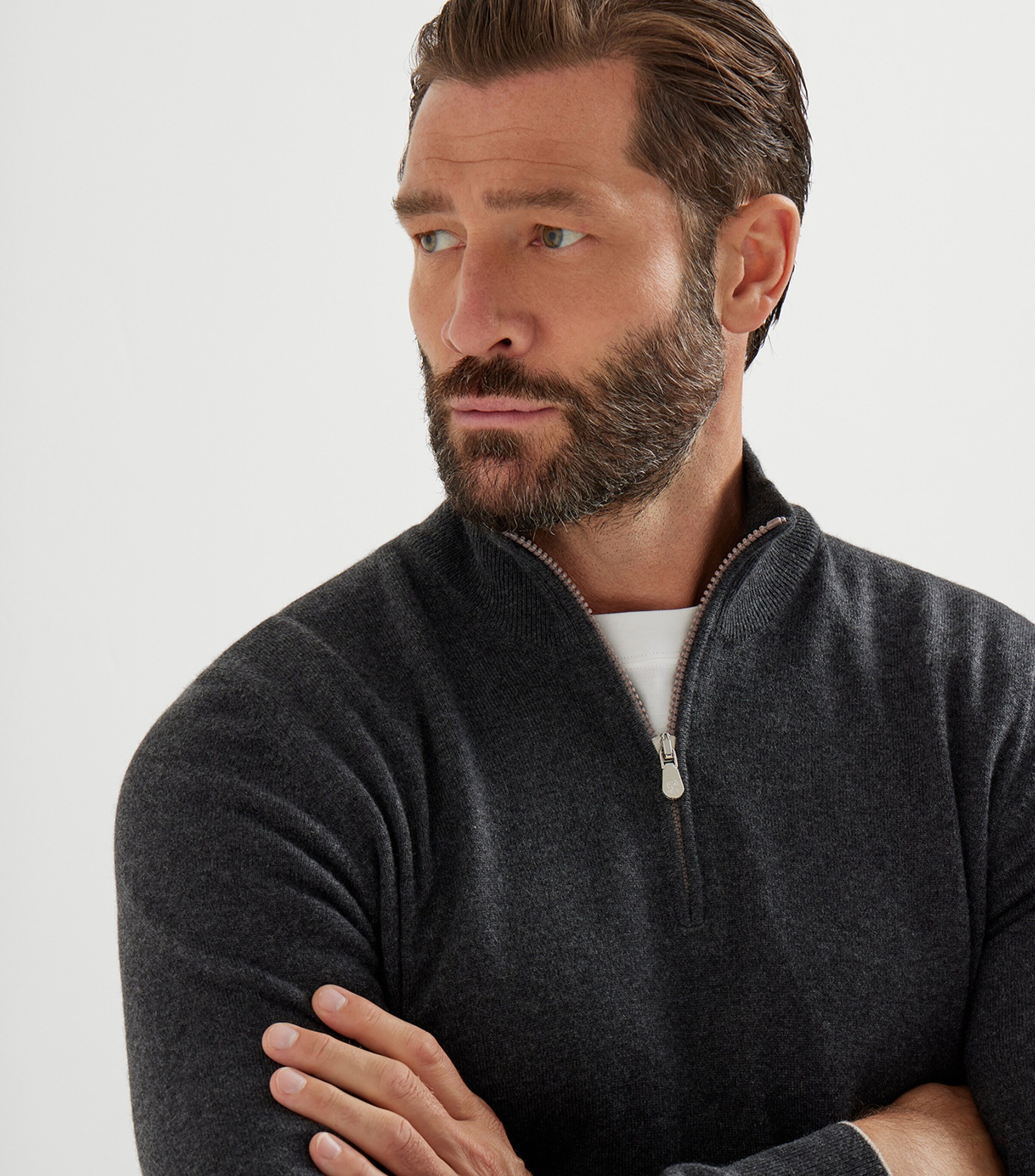 Brunello Cucinelli Black Cashmere Half-Zip Sweater | Harrods UK