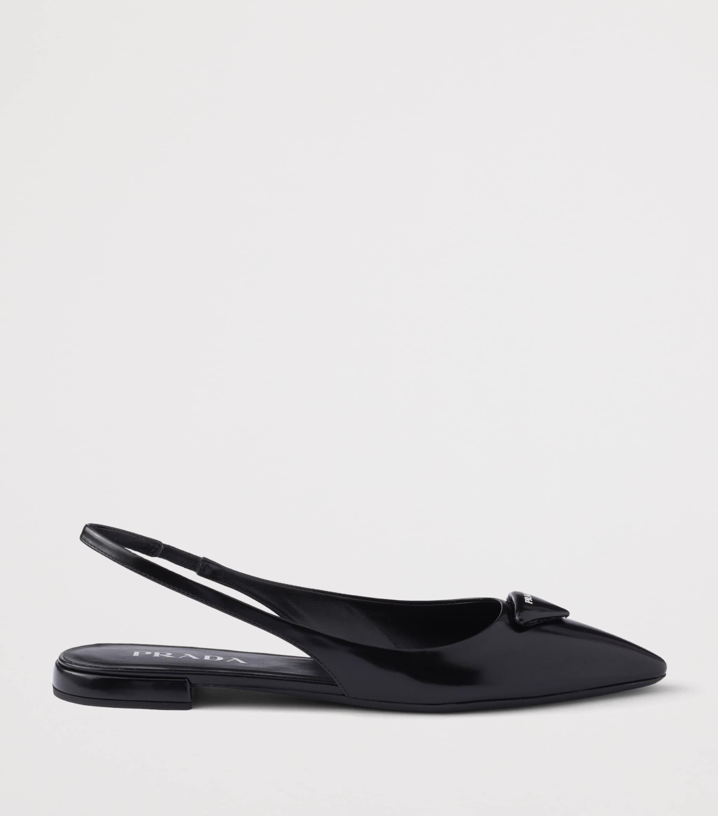 Prada Brushed Leather Slingback Ballet Flats 10 Black Image 2