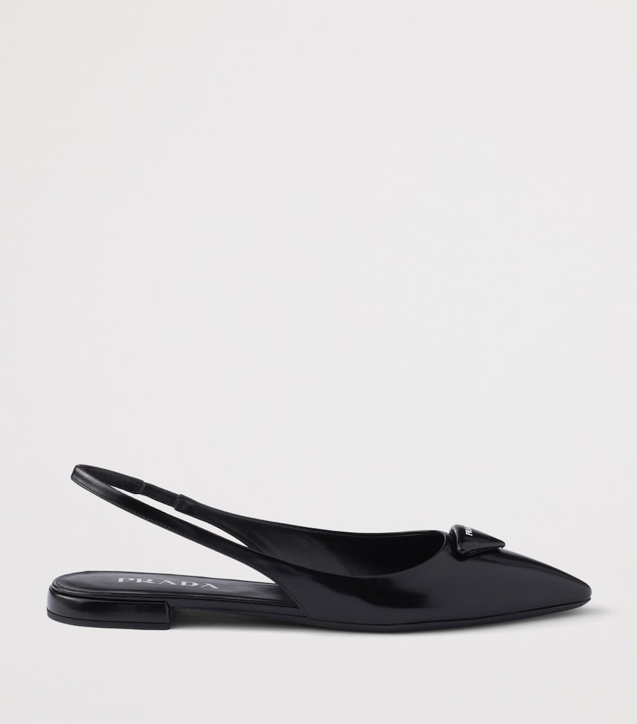 Prada Brushed Leather Slingback Ballet Flats 10 Black Image 2
