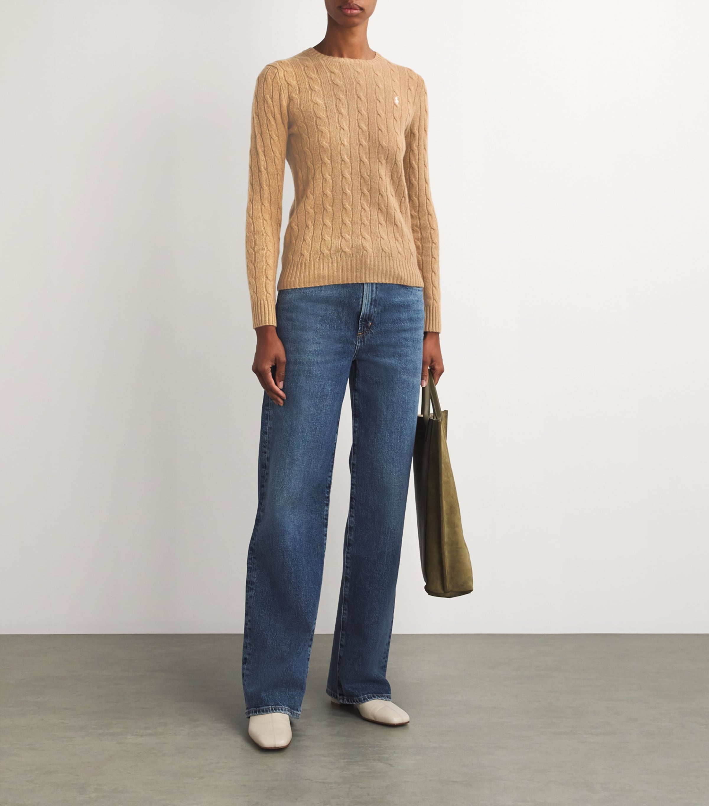Polo Ralph Lauren Womens Wool-Cashmere Julianna Sweater Cllctn Camel Melange Image 2