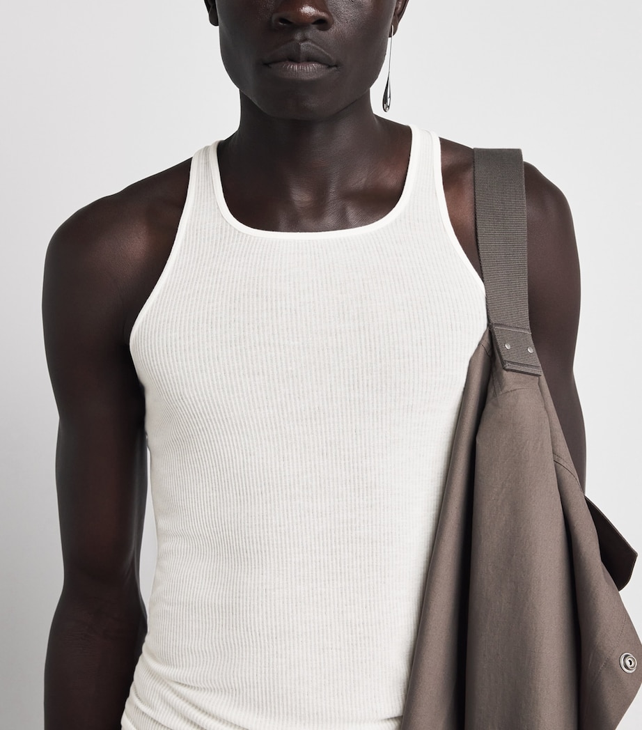 Rick Owens Mens Basic Rib Tank Top Milk Image 3