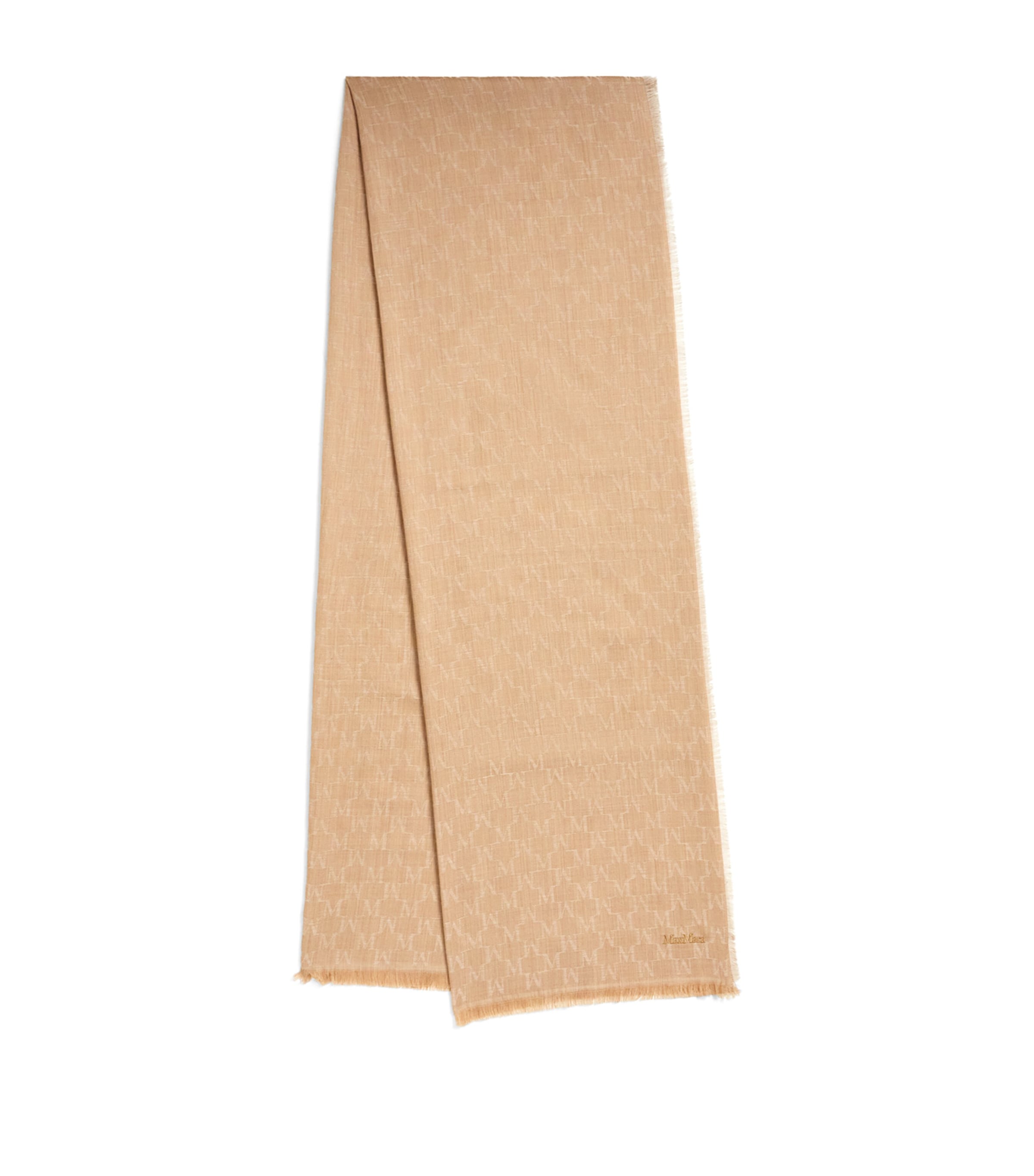 Max Mara Virgin Wool Monogram Stole Scarf In Neutral