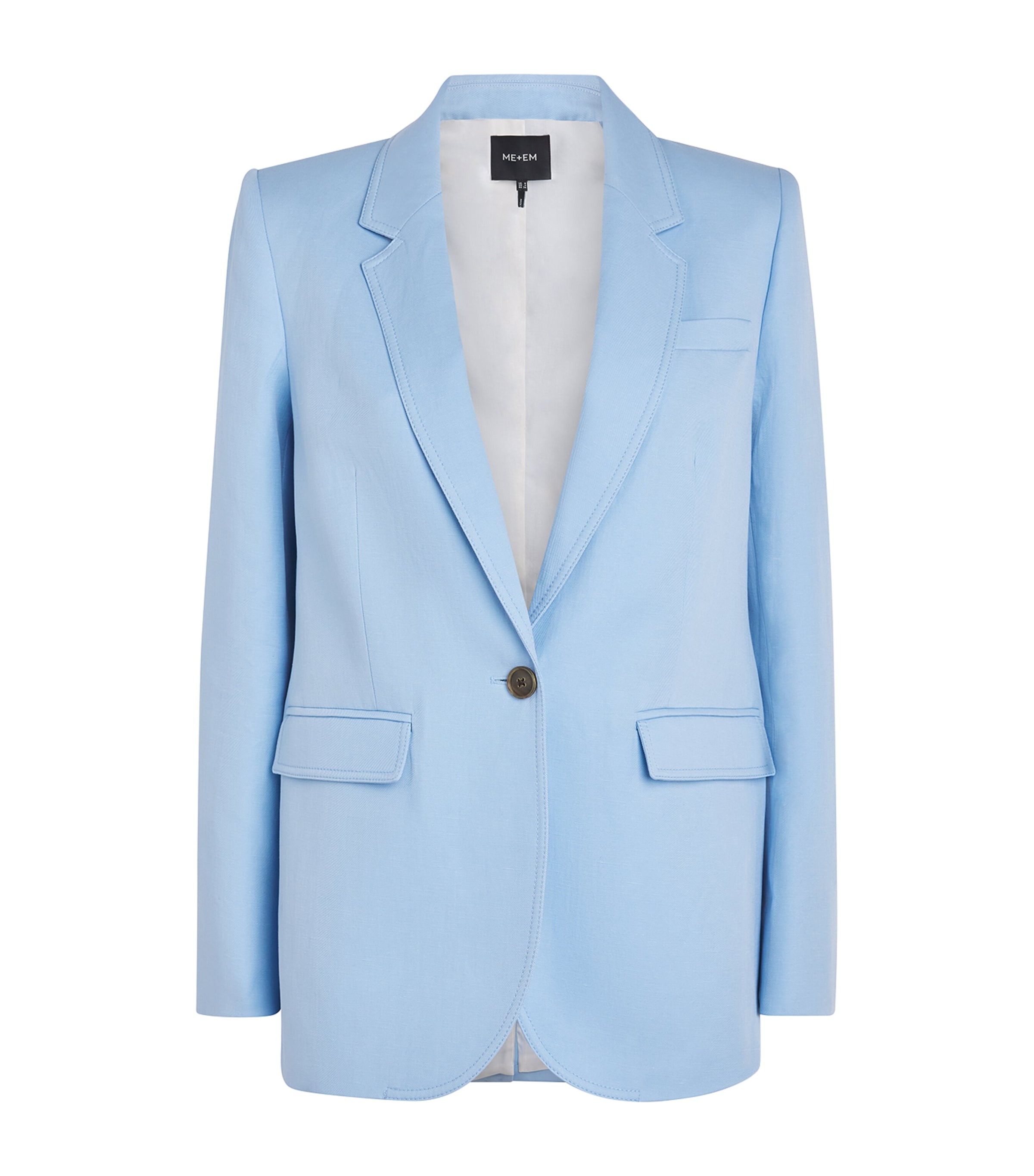 ME+EM Womens Sharp Shoulder Blazer Sky Blue Image 1