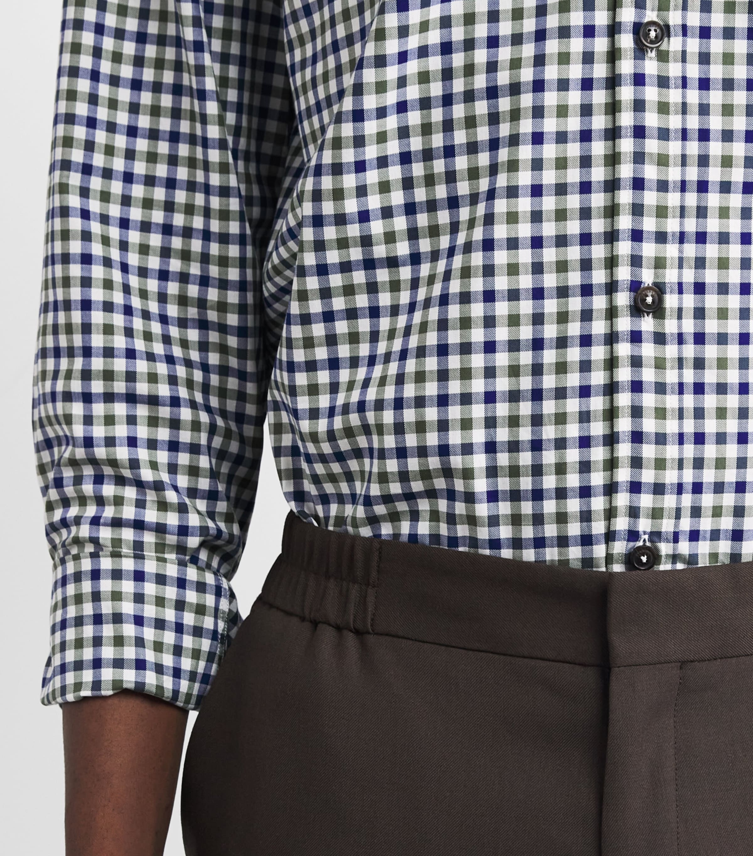 Purdey Mens Cotton Check Shirt Forest Green Image 3