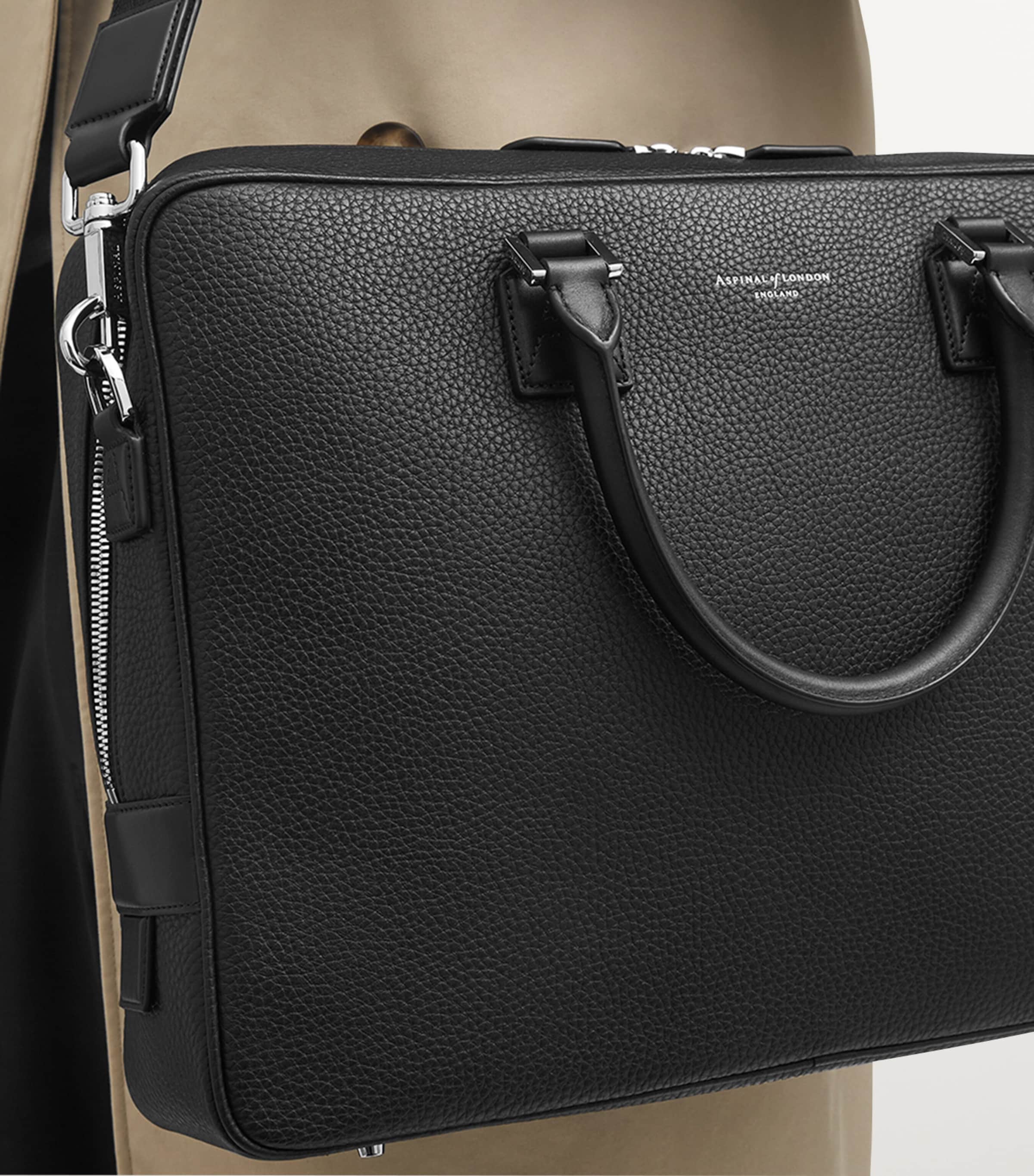 Leather Mount Street Briefcase Bag BLACK Image 2