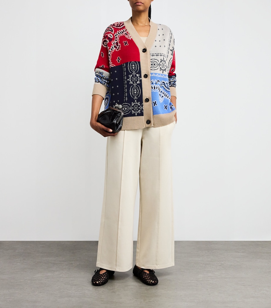 Cotton Oversized Jacquard Cardigan NAVY Image 2