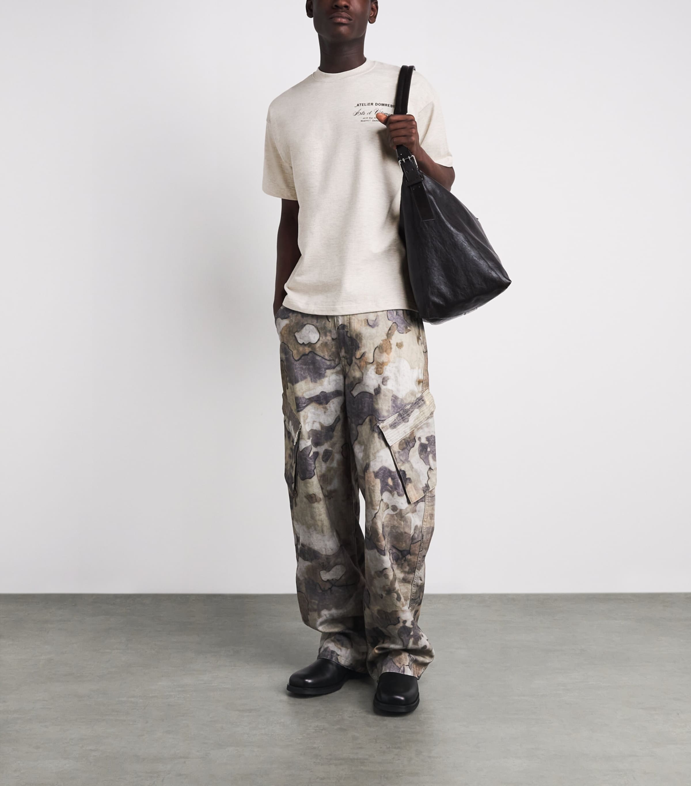 DOMREBEL Mens Cotton Arts Vetements T-Shirt Greige Image 2