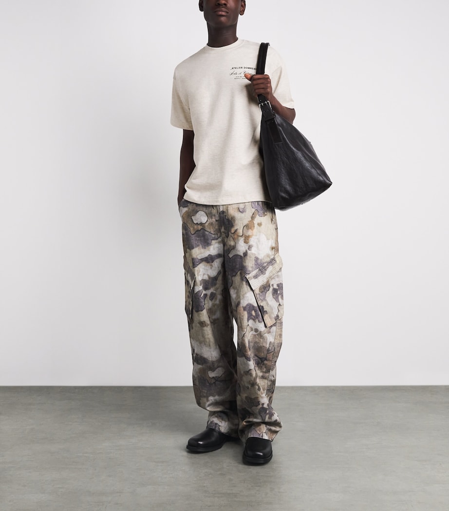 DOMREBEL Mens Cotton Arts Vetements T-Shirt Greige Image 2