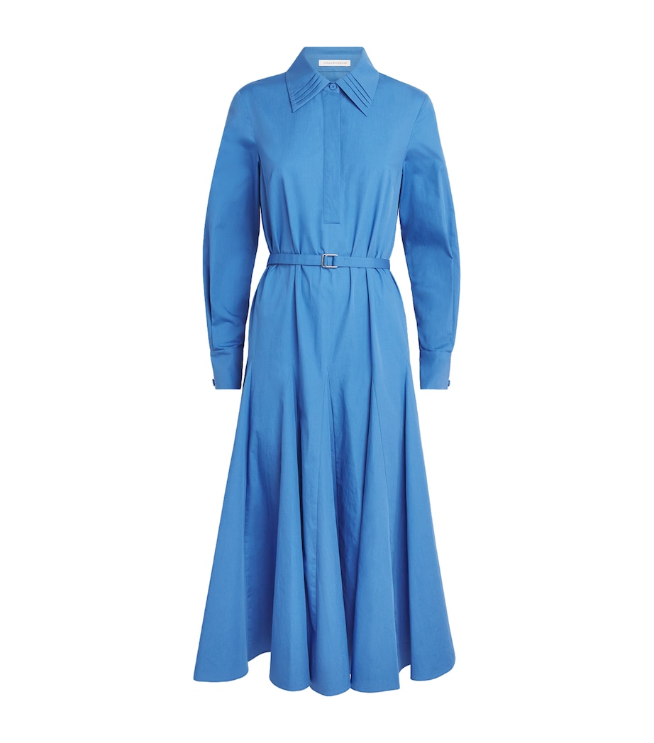 Emilia Wickstead Womens Cotton Marione Midi Shirt Dress Blue Image 1