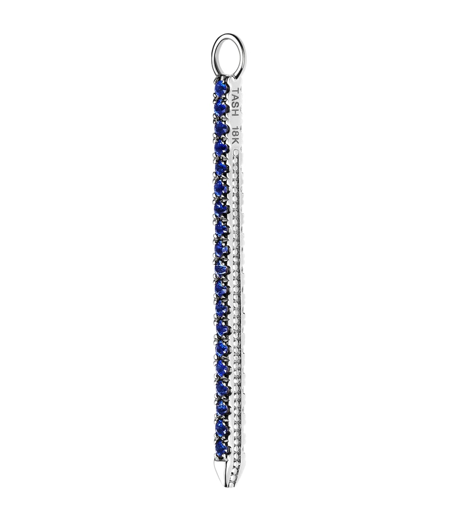 Diamond and Sapphire Eternity Bar Earring Charm (24mm) WHITE GOLD Image 1