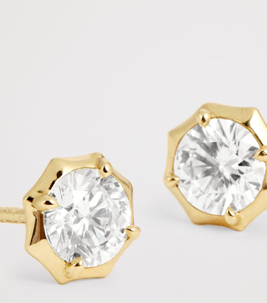 Yellow Gold and Diamond Sophisticate Studs YELLOW GOLD Image 5