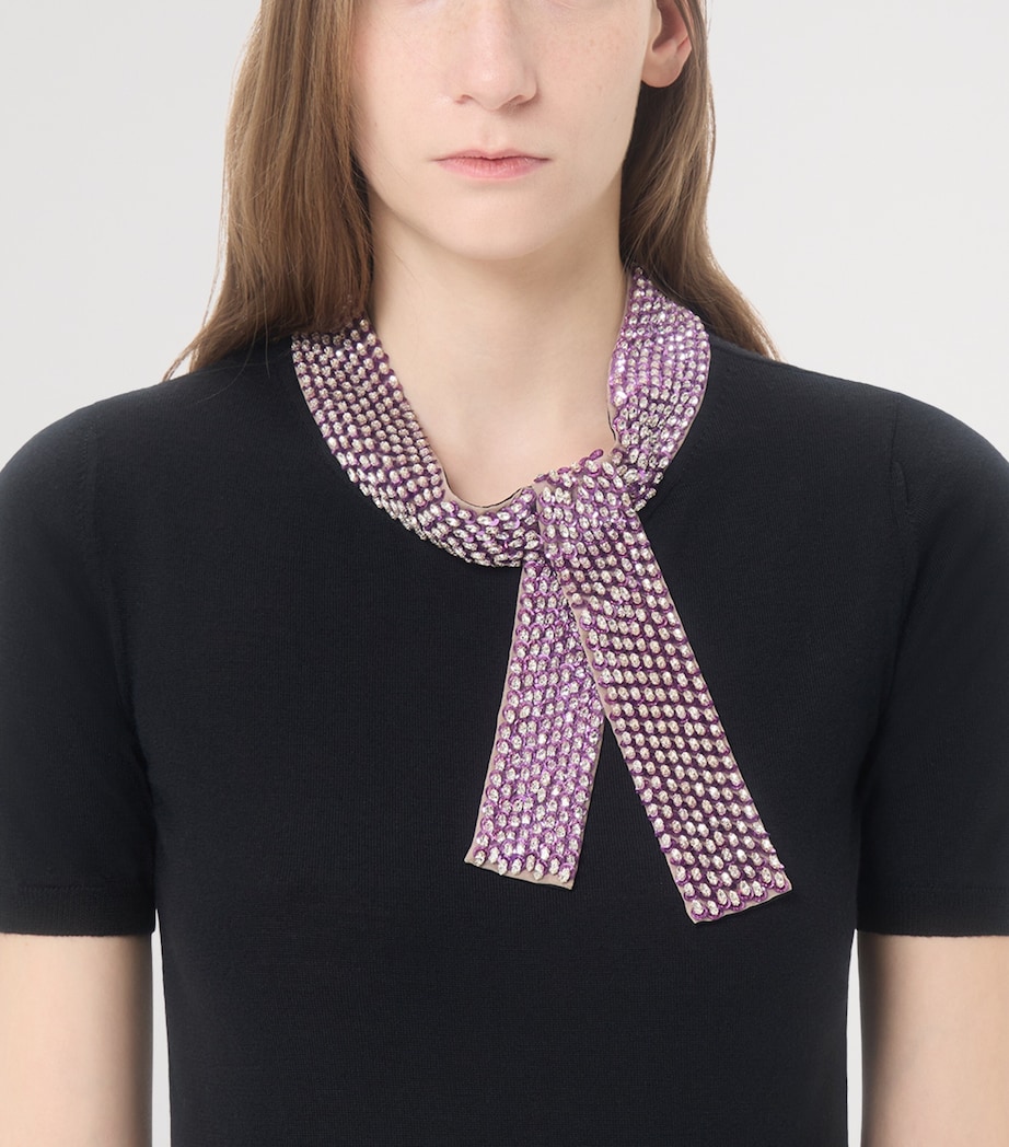 Valentino Womens Virgin Wool Embellished Neck Sweater Image 6