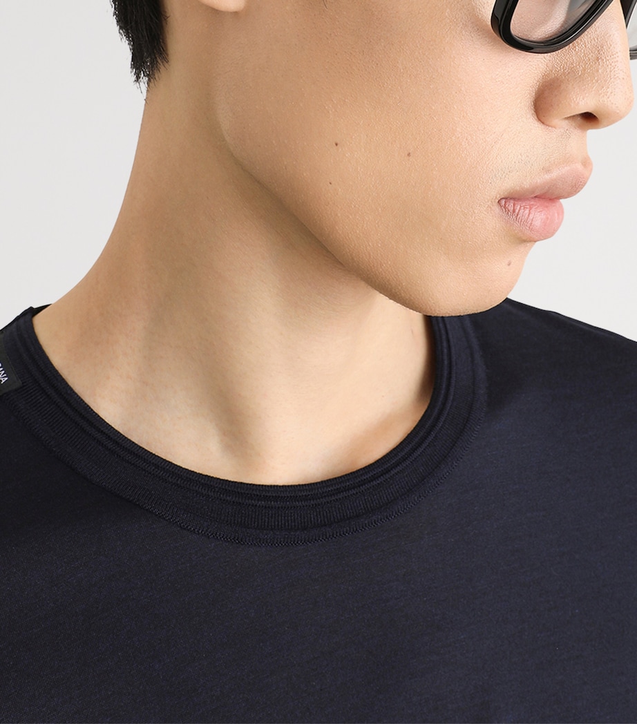 Dolce&Gabbana Mens Silk T-Shirt Very Dark Blue Image 4