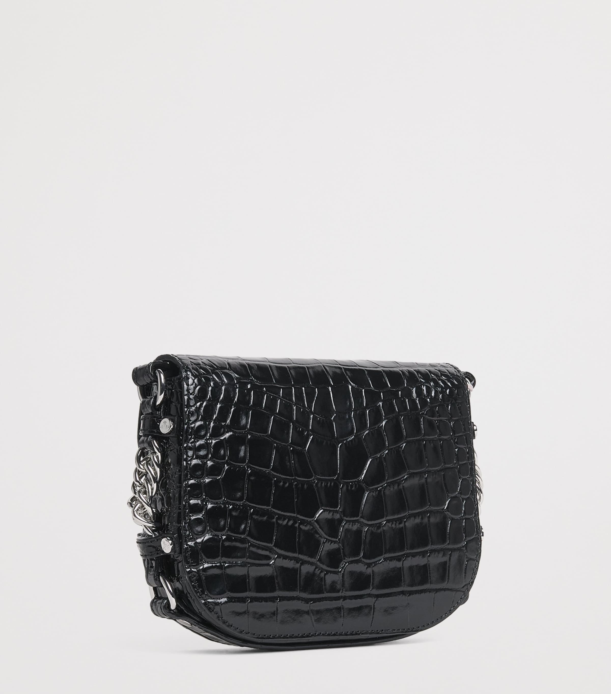 Vivienne Westwood Croc-Embossed Leather Hunter Cross-Body Bag Black Image 3
