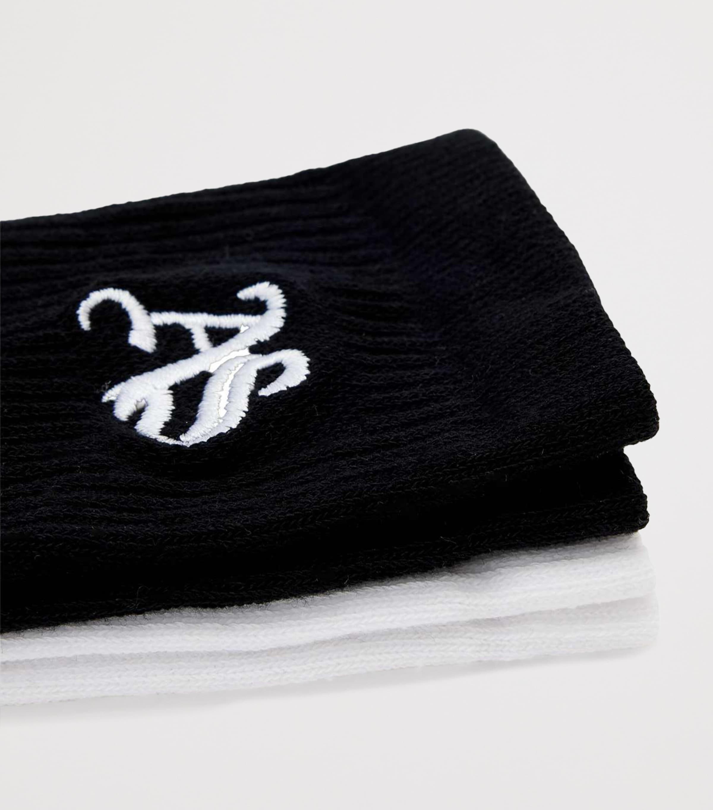 AllSaints Womens Cotton-Blend Logo Socks (Pack of 2) Black/white Image 2