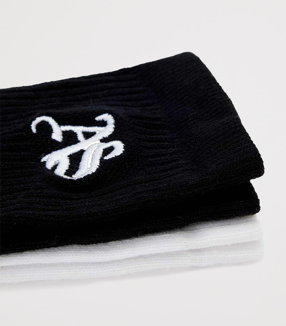 AllSaints Womens Cotton-Blend Logo Socks (Pack of 2) Black/white Image 2