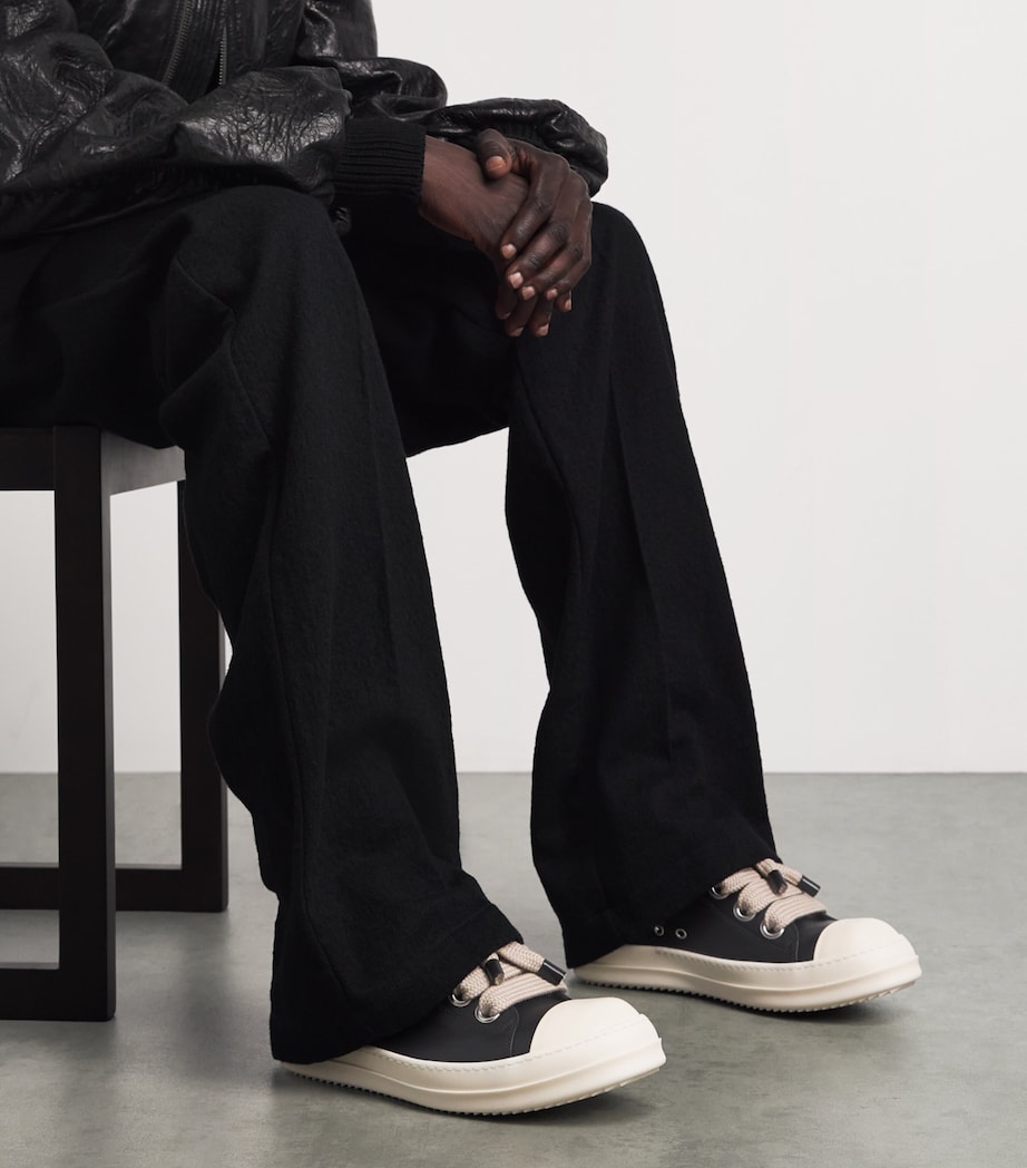 Rick Owens Leather Jumbolace Sneakers Black/milk Image 2