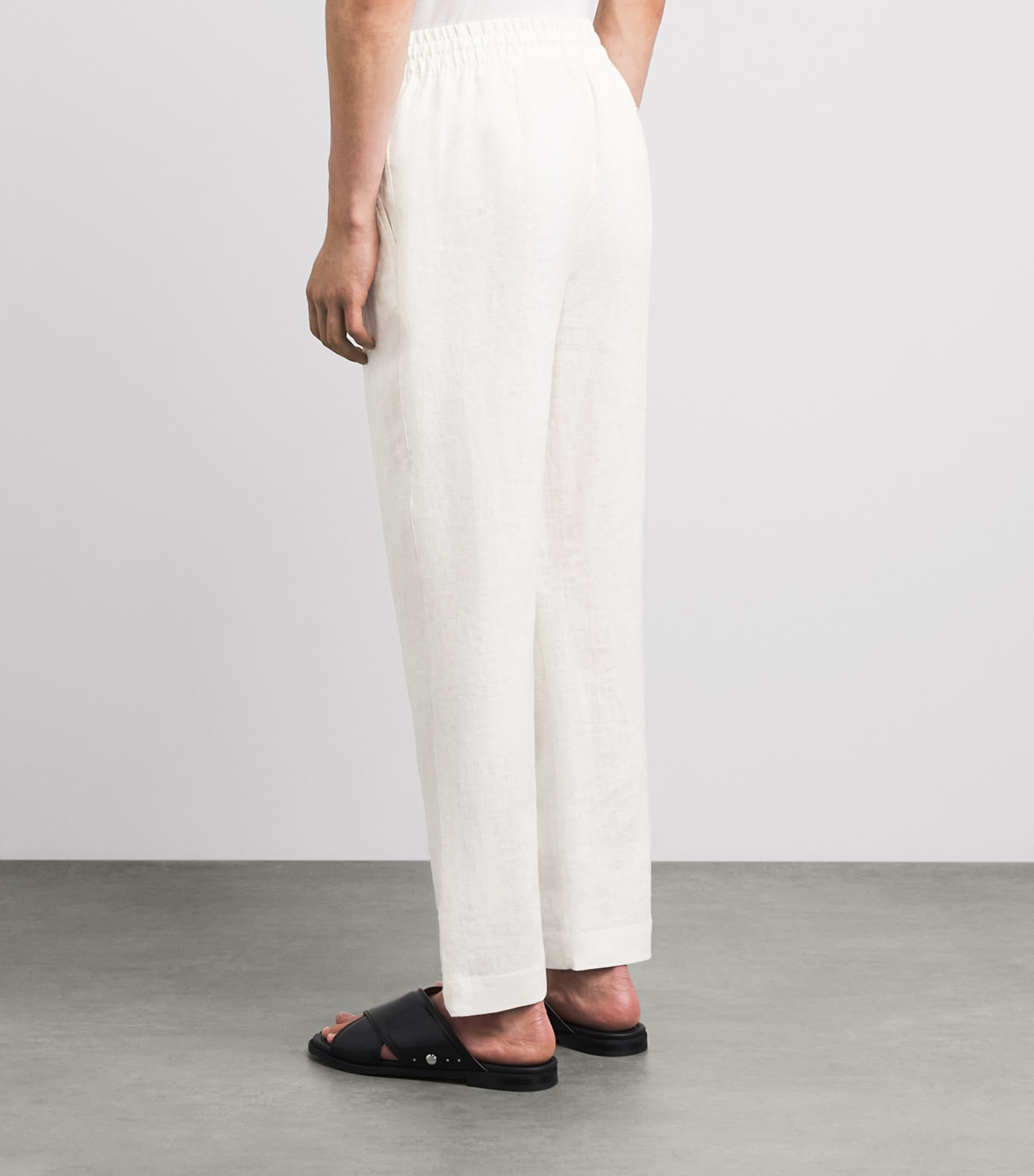 CHÉ Mens Linen Avila Drawstring Chinos White Image 5