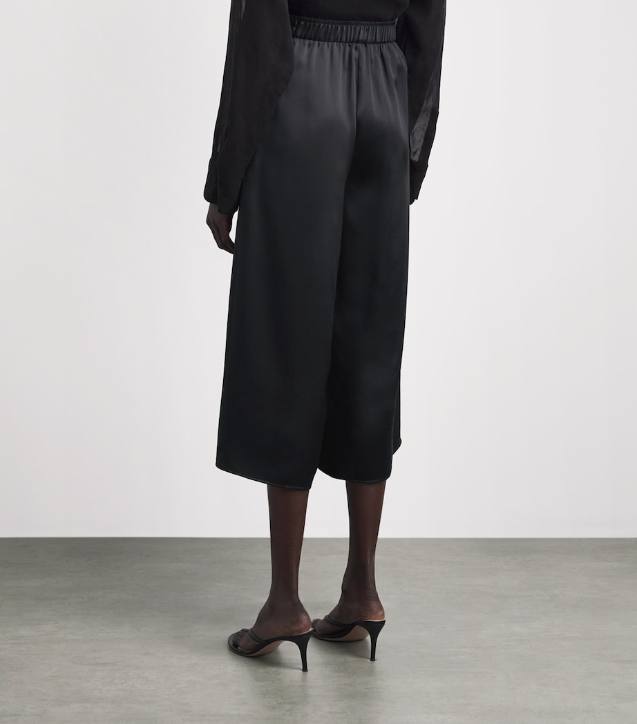 Eleventy Womens Silk Pleated Cropped Trousers Nero Image 5